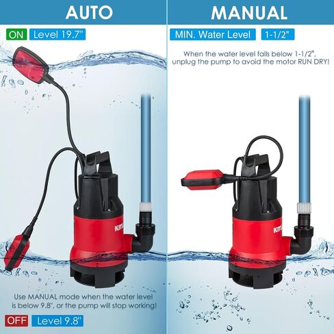 Sump Pump, 1HP 3500GPH Submersible Water Pump with Float Switch, 20ft Rubber Cord, Portable Handle, Sump Pump for Pool Draining, Remove Clean/Dirty Water for Flood Basement, Pond, Tub in Saudi Arabia