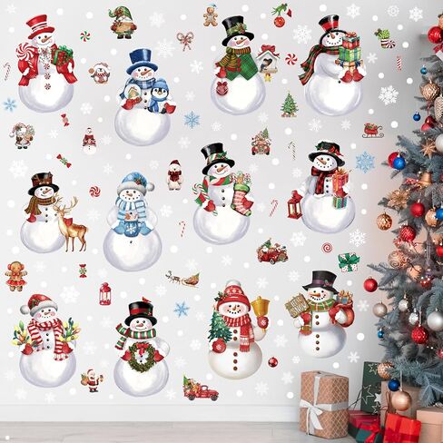 12 Sheets Christmas Gingerbread Wall Stickers Decorations, Xmas Wall Decals Holiday Gingerbread Candy Floor Wall Vinyl Stickers for Living Room Bedroom Home Office Decor in Saudi Arabia