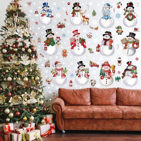12 Sheets Christmas Gingerbread Wall Stickers Decorations, Xmas Wall Decals Holiday Gingerbread Candy Floor Wall Vinyl Stickers for Living Room Bedroom Home Office Decor in Saudi Arabia
