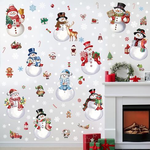 12 Sheets Christmas Gingerbread Wall Stickers Decorations, Xmas Wall Decals Holiday Gingerbread Candy Floor Wall Vinyl Stickers for Living Room Bedroom Home Office Decor in Saudi Arabia