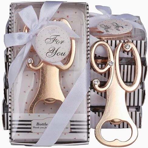 16PCS Bottle Openers Wedding Party Favors for Guests Party Decorations,90th Birthday,90th Anniversary Golden Wedding Bridal Shower Souvenirs Bottle Opener (16,Black 90) in Saudi Arabia