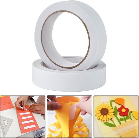 ZZJMCH شريط لاصق مزدوج الجوانب مقاس 1/4 بوصة 2 لفات للفنون، DIY، صناعة البطاقات، الحرف اليدوية، التصوير الفوتوغرافي، سجل القصاصات، تغليف الهدايا، لوازم القرطاسية المدرسية المكتبية، اللوازم المنزلية (العرض: 6 مم) in Kuwait
