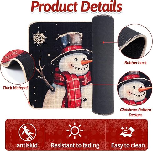 Christmas Kitchen Mats Set of 2, Truck and Tree Plaid Christmas Kitchen Decor Christmas Runner Rug and Mat Set, Low-Profile Kitchen Rugs for Floor(17x29 and 17x47 Inch) in Saudi Arabia