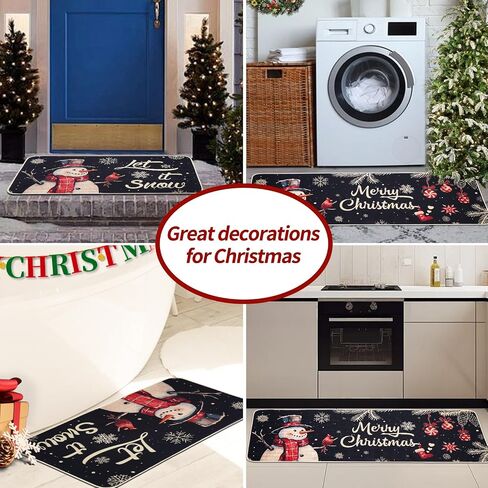Christmas Kitchen Mats Set of 2, Truck and Tree Plaid Christmas Kitchen Decor Christmas Runner Rug and Mat Set, Low-Profile Kitchen Rugs for Floor(17x29 and 17x47 Inch) in Saudi Arabia