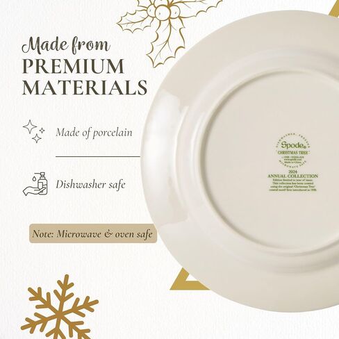 Spode Christmas Tree 8" Porcelain Dinner Plate, 2024 Annual Collector Plate - Holiday Dinnerware & Decorative Plate, Winter Serving for All Parties & Occasions - For Casserole, Appetizers, Brisket in Kuwait