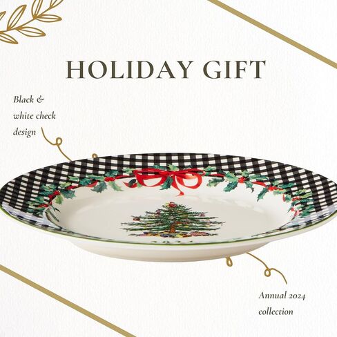 Spode Christmas Tree 8" Porcelain Dinner Plate, 2024 Annual Collector Plate - Holiday Dinnerware & Decorative Plate, Winter Serving for All Parties & Occasions - For Casserole, Appetizers, Brisket in Kuwait