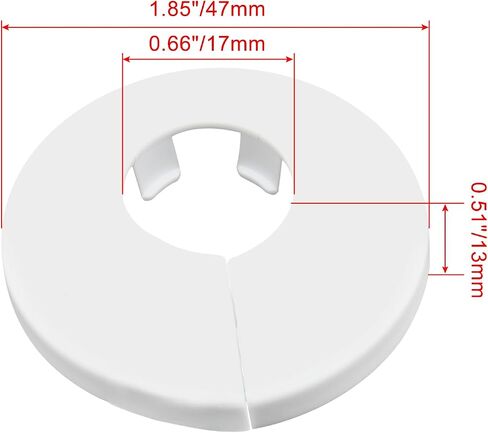8 Pcs 16mm Pipe Cover Decoration PVC Radiator Escutcheon Water Pipe Wall Cover, White in Kuwait