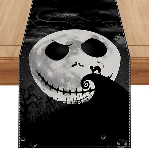 كابوس قبل عيد الميلاد عيد الميلاد مفرش طاولة الهالوين بطول 72 بوصة جاك سكلينجتون سالي زيرو أوجي بوجي ديكورات ومستلزمات الهالوين للمنزل in Kuwait