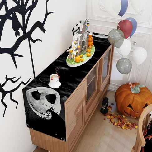 كابوس قبل عيد الميلاد عيد الميلاد مفرش طاولة الهالوين بطول 72 بوصة جاك سكلينجتون سالي زيرو أوجي بوجي ديكورات ومستلزمات الهالوين للمنزل in Kuwait