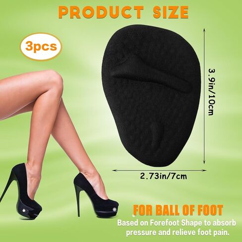 3 Pairs Metatarsal Pads Women, Ball of Foot Cushions Anti Sliding Foot Pads for Open Toe Shoes Heel Inserts for Women, No Slip Heel Grips Liners Shoe Pads for Loose Shoe Blisters (Beige, Black, Clear) in Saudi Arabia