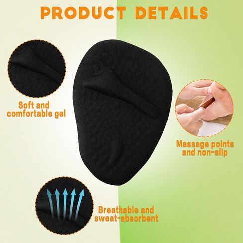3 Pairs Metatarsal Pads Women, Ball of Foot Cushions Anti Sliding Foot Pads for Open Toe Shoes Heel Inserts for Women, No Slip Heel Grips Liners Shoe Pads for Loose Shoe Blisters (Beige, Black, Clear) in Saudi Arabia