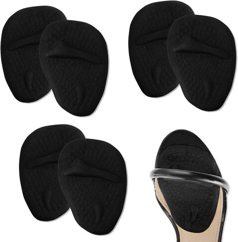 3 Pairs Metatarsal Pads Women, Ball of Foot Cushions Anti Sliding Foot Pads for Open Toe Shoes Heel Inserts for Women, No Slip Heel Grips Liners Shoe Pads for Loose Shoe Blisters (Beige, Black, Clear) in Saudi Arabia