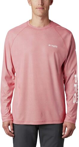 Columbia Men's Terminal Tackle Heather Long Sleeve Shirt, Mint Cay Heather/Collegiate Navy Logo, Small in Saudi Arabia