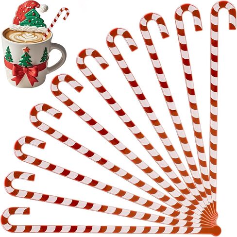 48 Pcs Christmas Swizzle Sticks Plastic Candy cane Drink Stirrers for Cocktails Coffee Tea and Cocoa Perfect for Christmas Parties Wedding Receptions and Festive Drink Decorations in Saudi Arabia