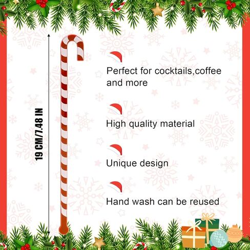 48 Pcs Christmas Swizzle Sticks Plastic Candy cane Drink Stirrers for Cocktails Coffee Tea and Cocoa Perfect for Christmas Parties Wedding Receptions and Festive Drink Decorations in Saudi Arabia