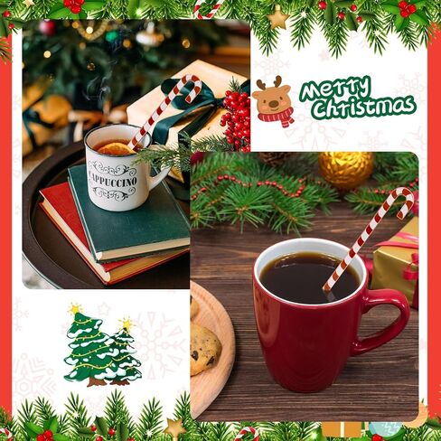 48 Pcs Christmas Swizzle Sticks Plastic Candy cane Drink Stirrers for Cocktails Coffee Tea and Cocoa Perfect for Christmas Parties Wedding Receptions and Festive Drink Decorations in Saudi Arabia