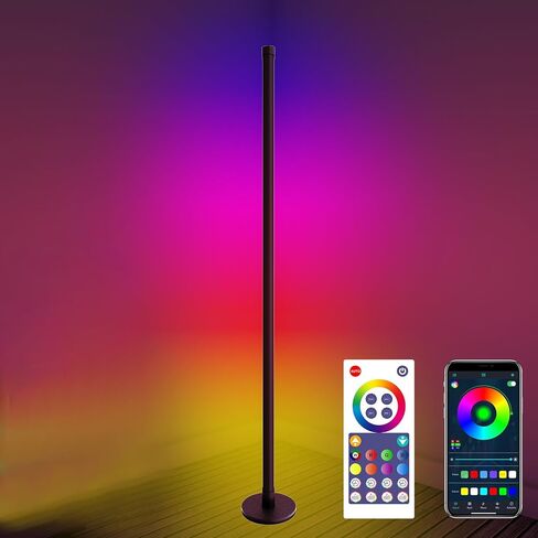 2 in 1 Dimmable Floor Lamp, Smart Corner LED Floor Lamp with App and Remote Control, 16 Million DIY Colors, Music Sync, Timer Setting Scene Modes for Bedroom, Living Room, Studio in Kuwait