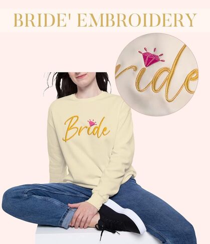 سويت شيرت عروس مطرز للنساء| بلوفر العروس سترة بياقة دائرية مطرزة | ذكرى زفاف العروس in Kuwait