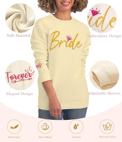 سويت شيرت عروس مطرز للنساء| بلوفر العروس سترة بياقة دائرية مطرزة | ذكرى زفاف العروس in Kuwait