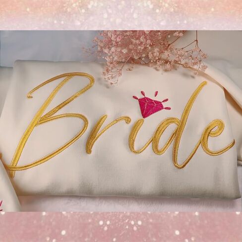 سويت شيرت عروس مطرز للنساء| بلوفر العروس سترة بياقة دائرية مطرزة | ذكرى زفاف العروس in Kuwait