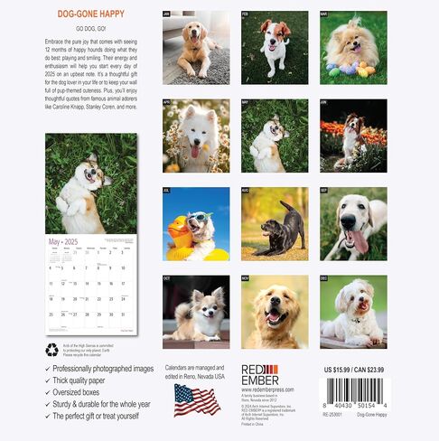 RED EMBER Funny Gag Gift Dooty Calls Puppies 2024 Hangable Monthly Wall Calendar Pooping Crapping | 12" x 24" Open | Thick & Sturdy Paper | Giftable | Joke, White Elephant, Yankee Swap, Secret Dirty in Saudi Arabia