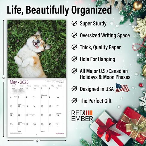 RED EMBER Funny Gag Gift Dooty Calls Puppies 2024 Hangable Monthly Wall Calendar Pooping Crapping | 12" x 24" Open | Thick & Sturdy Paper | Giftable | Joke, White Elephant, Yankee Swap, Secret Dirty in Saudi Arabia