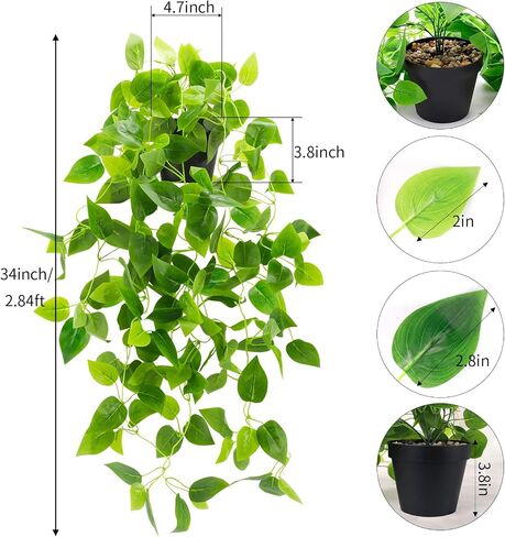 2 pcs Fake, Artificial Potted Plant Faux Ivy Vine Plant Hanging Plant Pothos for Home Office Indoor Outdoor Garden Decor in Saudi Arabia