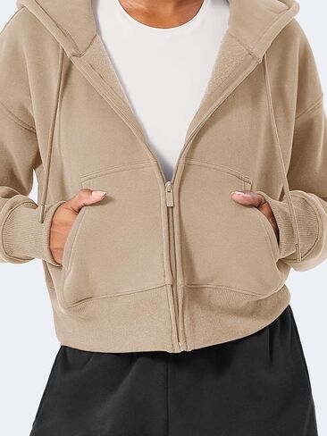 YEOREO Zip Up Hoodies for Women Fleece Pullover Cropped Crew Neck Sweatshirts Katrine Fall Winter Clothes with Pockets in Saudi Arabia
