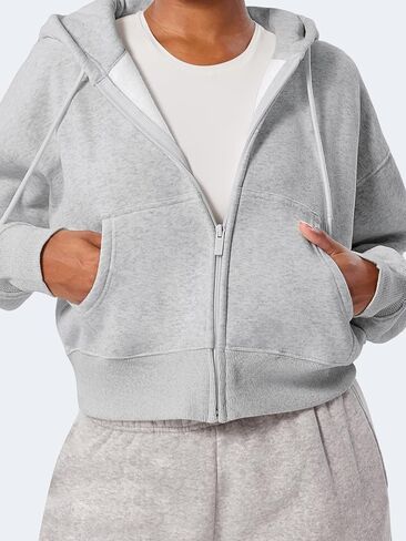 YEOREO Zip Up Hoodies for Women Fleece Pullover Cropped Crew Neck Sweatshirts Katrine Fall Winter Clothes with Pockets in Saudi Arabia