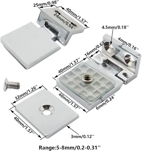2 Pack Glass Door Hinge, TTZEZE 90 Degree Shower Door Hinges Heavy Duty Glass Door Cupboard Showcase Cabinet Gate Clamp Glass Door Clamps Replacement Parts, Zinc Alloy Brushed Finish for 5-8mm Glass in Saudi Arabia