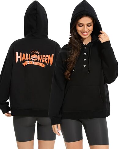 Halloween Womens Oversized Hoodies Fleece Sweatshirts Long Sleeve Sweaters Pullover Fall Outfits with Pocket in Saudi Arabia