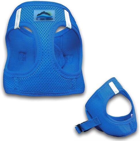 سرج للكلاب من Doggie Design American River Step in Ultra خالية من الاختناق، شرائط عاكسة آمنة (بوليستر شبكي ناعم، يُغسل في الغسالة ويُجفف بالتعليق) - أزرق كوبالت (L) in Kuwait