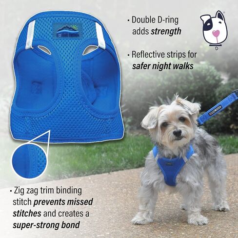 Doggie Design American River Step in Ultra Choke Free Safe Reflective Strips Dog Harness (Soft Mesh Polyester, Machine Wash and Line Dry) - Cobalt Blue (L) in Saudi Arabia
