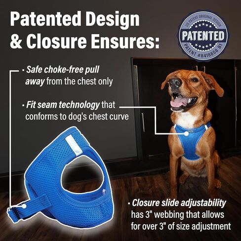 سرج للكلاب من Doggie Design American River Step in Ultra خالية من الاختناق، شرائط عاكسة آمنة (بوليستر شبكي ناعم، يُغسل في الغسالة ويُجفف بالتعليق) - أزرق كوبالت (L) in Kuwait