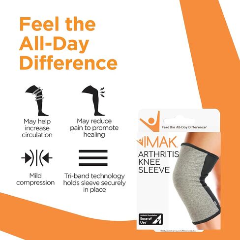 IMAK Brownmed Compression Arthritis Knee Sleeve - Knee Compression Brace to Support Arthritis, Joint Pain & Circulation - Knee Support for Men & Women - Medium in Saudi Arabia