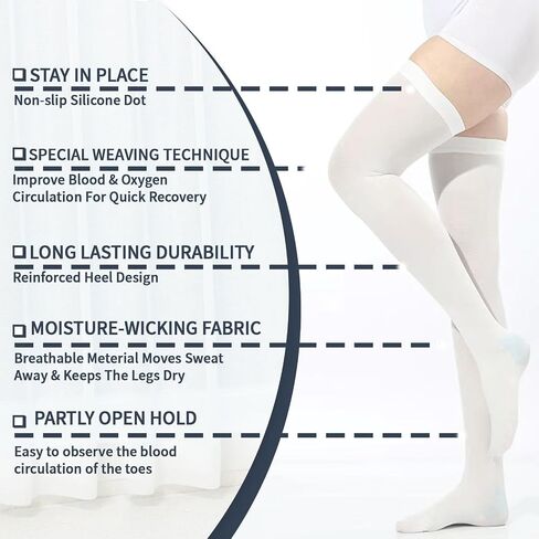 Medical Compression Thigh High Anti Embolism Stockings 15-20mmHg, for Edema, Varicose Veins, Swelling with Inspection Hole, Women & Men in Saudi Arabia
