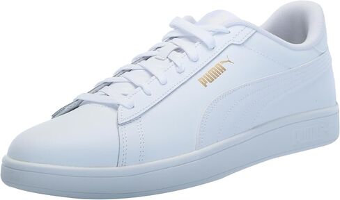 PUMA Men's Smash 3.0 Leather Sneaker, White Black Gold-Frosted Ivory, 9.5 in Saudi Arabia