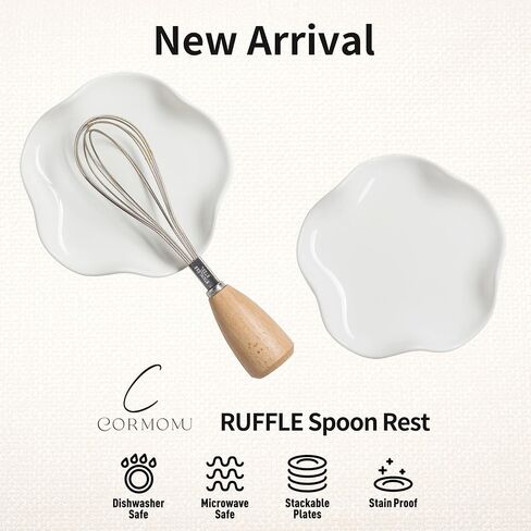 Spoon Rest for Stove Top, 5.2" Ceramic Spoon Holder for Kitchen Countertop, Coffee Spoon Rest, Large Cooking Spatula Holder for Spoons, Ladles or Tongs, Housewarming Gifts, White in Saudi Arabia