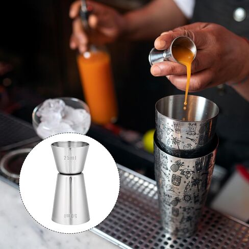 Giantree 2Pcs Spirit Measure, Stainless Steel 25/50 ml Cocktail Jigger Spirit Measure Cup Dual Measuring Cup, Whisky Measure for Bar Party Wine Cocktail Drink Shaker Shaker in Saudi Arabia