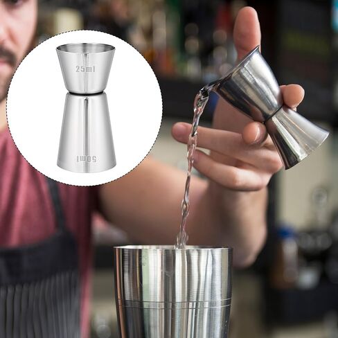 Giantree 2Pcs Spirit Measure, Stainless Steel 25/50 ml Cocktail Jigger Spirit Measure Cup Dual Measuring Cup, Whisky Measure for Bar Party Wine Cocktail Drink Shaker Shaker in Saudi Arabia