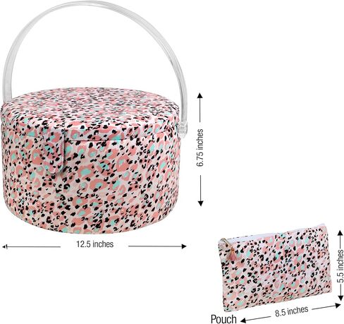 SINGER Large Premium Round Sewing Basket Paisley Floral Print with Matching Zipper Pouch in Kuwait