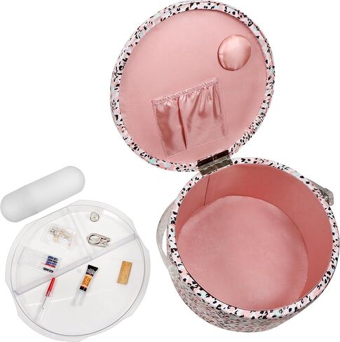 SINGER Large Premium Round Sewing Basket Paisley Floral Print with Matching Zipper Pouch in Kuwait