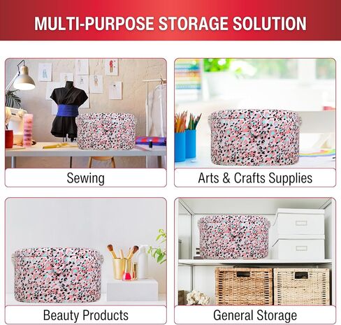 SINGER Large Premium Round Sewing Basket Paisley Floral Print with Matching Zipper Pouch in Kuwait