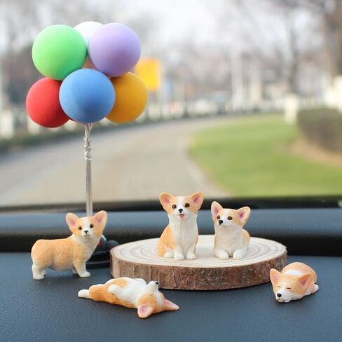 JXK 5 Pack Corgi Figurines Corgi Miniature Mini Corgi Cake Topper Corgi Ornament Decoration Ideal Gifts for Women Mom Birthday in Kuwait