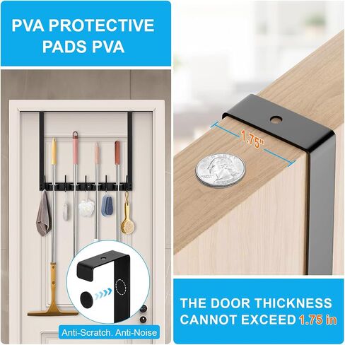 Broom Holder Wall Mount, 4 Racks and 5 Hooks Mop Holder Wall Mount, Stainless Steel Heavy Duty Garden Tool Broom Organizer Wall Mount, Laundry Room, Kitchen, Closet, Shed, Garage Organizer in Saudi Arabia