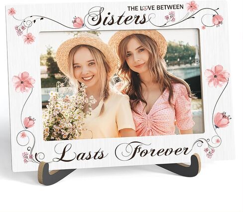Sisters Picture Frame, The Love Between Sisters Lasts Forever,Wooden Tabletop Photo Frame With Stand, Birthday Graduation Christmas Gifts For Bestie Soul Sister BFF Friend, D04 in Kuwait