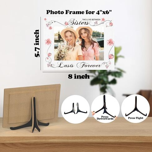 Sisters Picture Frame, The Love Between Sisters Lasts Forever,Wooden Tabletop Photo Frame With Stand, Birthday Graduation Christmas Gifts For Bestie Soul Sister BFF Friend, D04 in Kuwait