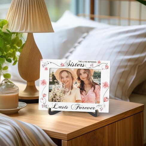 Sisters Picture Frame, The Love Between Sisters Lasts Forever,Wooden Tabletop Photo Frame With Stand, Birthday Graduation Christmas Gifts For Bestie Soul Sister BFF Friend, D04 in Kuwait