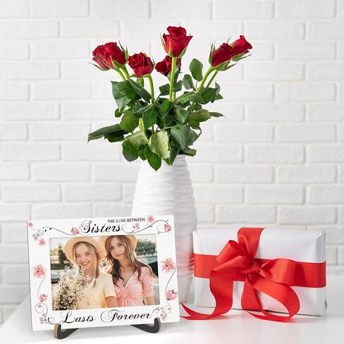 Sisters Picture Frame, The Love Between Sisters Lasts Forever,Wooden Tabletop Photo Frame With Stand, Birthday Graduation Christmas Gifts For Bestie Soul Sister BFF Friend, D04 in Kuwait