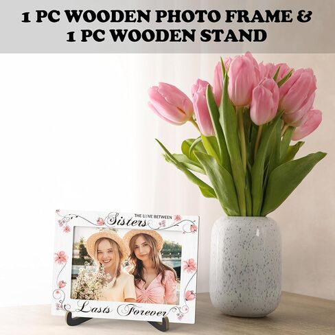 Sisters Picture Frame, The Love Between Sisters Lasts Forever,Wooden Tabletop Photo Frame With Stand, Birthday Graduation Christmas Gifts For Bestie Soul Sister BFF Friend, D04 in Kuwait